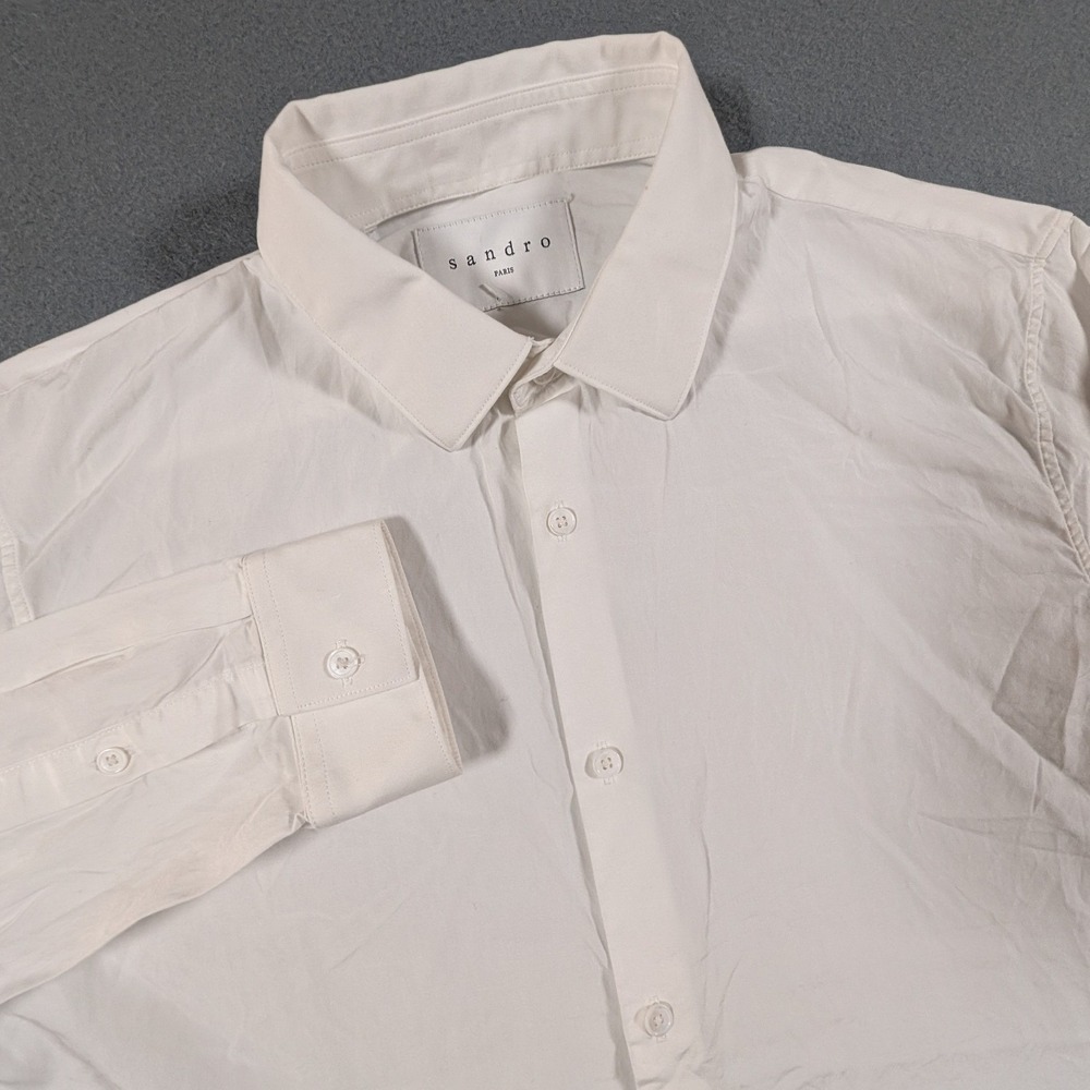Sandro Button Down Shirt Mens 38 White Long Sleeve Cotton C10880S-10
